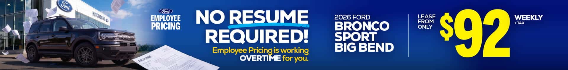 Ford Bronco Sport employee Pricing